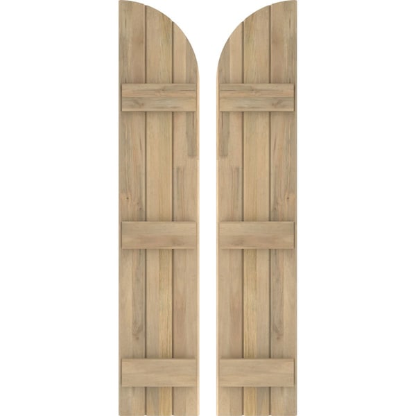 Ekena Millwork Americraft 3-Board (3 Batten) Wood Joined Board-n-Batten Shutters w/ Arch Top, ARW401BQ311X77UNH, PR ARW401BQ311X77UNH - main